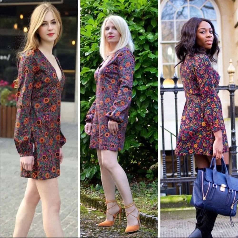 Zara Trafaluc Classic Black floral Dress